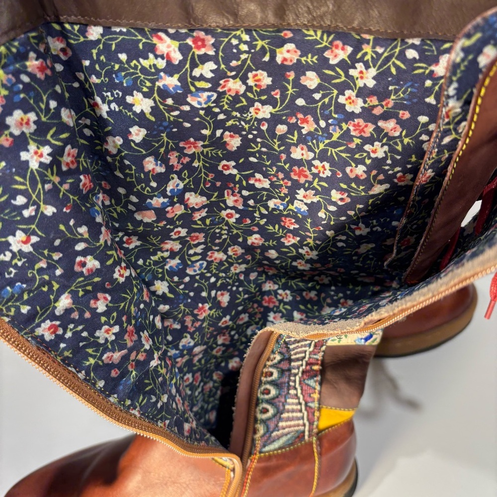 Bohemian Socofy Patchwork Lace-Up Boots - Picture 8 of 12